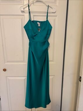House of Harlow 1960 Teal Satin Maxi Dress